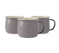 Argon Tableware Coloured Enamel Belly Mugs - 375Ml - Grey/Cream - Pack Of 6