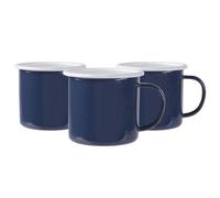 Argon Tableware Coloured Mugs - 375ml - Pack of 12 - Navy Metal Insulated Coffee Mugs Lightweight Camping Cups for Drinking Tea, Hot Chocolate, Coffee
