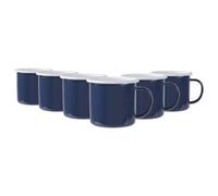 Argon Tableware Coloured Enamel Mugs - 375Ml - Navy - Pack Of 6