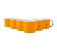 Argon Tableware Enamel Mugs - 375ml - Yellow - Set of 6 Metal Drinking Cups Coffee Teacup Mug Set Hot, Cold Drinks Cups for Home, Kitchen, Dining, Travel, Camping, Hiking & Outdoor Use