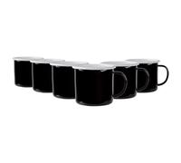 Argon Tableware Coloured Enamel Mugs - 375Ml - Black - Pack Of 6