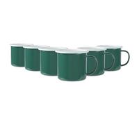 Argon Tableware Coloured Enamel Mugs - 375Ml - Green - Pack Of 6, Green