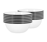 Argon Tableware Coloured Pasta Bowls - 16cm - Pack of 12 - Black Metal Enamel Cereal Lightweight Camping Serving Bowls for Snacks, Pasta, Cereal, Salad