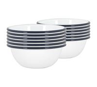 Argon Tableware Coloured Pasta Bowls - 16cm - Pack of 12 - Navy Metal Enamel Cereal Lightweight Camping Serving Bowls for Snacks, Pasta, Cereal, Salad