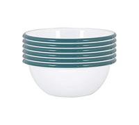 Argon Tableware Coloured Pasta Bowls - 16cm - Pack of 6 - Green Metal Enamel Cereal Lightweight Camping Serving Bowls for Snacks, Pasta, Cereal, Salad