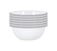 Argon Tableware Coloured Pasta Bowls - 16cm - Pack of 6 - Grey Metal Enamel Cereal Lightweight Camping Serving Bowls for Snacks, Pasta, Cereal, Salad