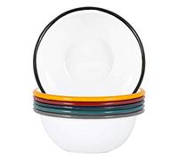 Argon Tableware Coloured Pasta Bowls - 16cm - Pack of 6 - Multicoloured Metal Enamel Cereal Lightweight Camping Serving Bowls for Snacks, Pasta, Cereal, Salad