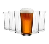 Argon Tableware Conical Pint Beer Glasses 568ml (20oz) - Pack of 6, Toughened Stackable Barware, Dishwasher Safe, Durable Glass for Lagers, Ales & Ciders