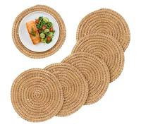 Argon Tableware 30Cm Round Placemats - Set Of 6 - Woven Palm Leaf Serving Dish Trays Cake Boards Table Protector Mats