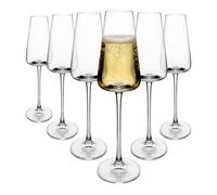 Argon Tableware Dulwich Crystal Champagne Flutes 240ml Lead-Free Set of 6 | 6 x 240ml Champagne Flutes, Lead-Free Crystal, Tulip Bowls, Concave Pulled Stems, Wide Bases, Etched Logo, Gift Boxed Set