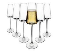 Argon Tableware Dulwich Crystal Champagne Flutes 240ml Lead-Free Set of 6 | 6 x 240ml Champagne Flutes, Lead-Free Crystal, Tulip Bowls, Concave Pulled Stems, Wide Bases, Etched Logo, Gift Boxed Set