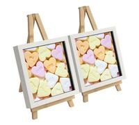 Argon Tableware Easel Stand & Photo Frame Set - Pack of 6 - Folding Wooden Easel Display Stand Poster Holder with 17.5x17.5cm Box Photo Frame for Weddings, Events, Art, Welcome Boards