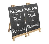 Argon Tableware Easel Stand & Slate Board Set - Pack of 6 - Wooden Easel Display Stand Poster Holder and Natural Slate Sign for Wedding Plans, Welcome Board, Art Posters