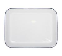 Argon Tableware White Rectangle Enamel Baking Tray - 34Cm X 26Cm - Blue