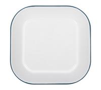 Argon Tableware Enamel Square Baking Tray - 24.5 x 24.5cm - Green Rim - Lightweight Metal Square Enamel Oven Tray Kitchen Bakeware Flat Cooking Pan for Roasting, Baking