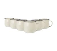 Argon Tableware Enamel Belly Mugs - 375ml - Cream/Grey - Set of 6 Metal Drinking Cups Coffee Teacup Mug Set Hot, Cold Drinks Cups for Home, Kitchen, Dining, Travel, Camping, Hiking & Outdoor Use