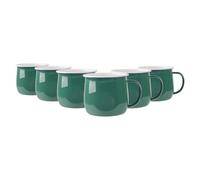 Argon Tableware Enamel Belly Mugs - 375ml - Green - Set of 6 Metal Drinking Cups Coffee Teacup Mug Set Hot, Cold Drinks Cups for Home, Kitchen, Dining, Travel, Camping, Hiking & Outdoor Use