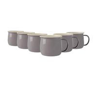 Argon Tableware Coloured Enamel Belly Mugs - 375Ml - Grey/Cream - Pack Of 6