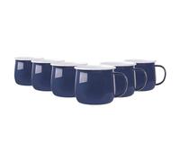 Argon Tableware Enamel Belly Mugs - 375ml - Navy - Set of 6 Metal Drinking Cups Coffee Teacup Mug Set Hot, Cold Drinks Cups for Home, Kitchen, Dining, Travel, Camping, Hiking & Outdoor Use