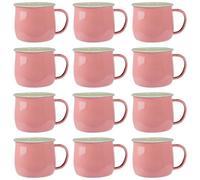 Argon Tableware Coloured Enamel Belly Mugs - 375ml - Pack of 12 in Pink Argon Tableware Pink