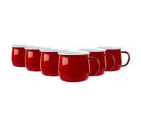 Argon Tableware Enamel Belly Mugs - 375ml - Red - Set of 6 Metal Drinking Cups Coffee Teacup Mug Set Hot, Cold Drinks Cups for Home, Kitchen, Dining, Travel, Camping, Hiking & Outdoor Use