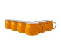 Argon Tableware Enamel Belly Mugs - 375ml - Yellow - Set of 6 Metal Drinking Cups Coffee Teacup Mug Set Hot, Cold Drinks Cups for Home, Kitchen, Dining, Travel, Camping, Hiking & Outdoor Use