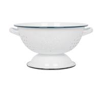 Argon Tableware Enamel Colander with Handles - 23.5cm - Blue Rim - Metal Kitchen Strainers, Large Sturdy Base Food Strainer Colander Bowl for Pasta, Fruits, Vegetables