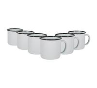 Argon Tableware Enamel Espresso Cups - 130ml - Black - Set of 6 Metal Drinking Mugs Teacup Coffee Mug Set Hot, Cold Drinks Cups for Home, Kitchen, Dining, Travel, Camping, Hiking & Outdoor Use