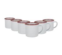 Argon Tableware Enamel Espresso Cups - 130ml - Red - Set of 6 Metal Drinking Mugs Teacup Coffee Mug Set Hot, Cold Drinks Cups for Home, Kitchen, Dining, Travel, Camping, Hiking & Outdoor Use
