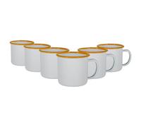 Argon Tableware Enamel Espresso Cups - 130ml - Yellow - Set of 6 Metal Drinking Mugs Teacup Coffee Mug Set Hot, Cold Drinks Cups for Home, Kitchen, Dining, Travel, Camping, Hiking & Outdoor Use