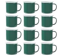 Argon Tableware Coloured Mugs - 375ml - Pack of 12 - Green Tea Mugs Metal Insulated Coffee Mugs Lightweight Camping Cups for Drinking Tea, Hot Chocolate, Coffee