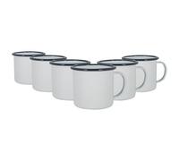 Argon Tableware Enamel Mugs - 375ml - Pack of 6 - Navy Tea Mugs Metal Insulated Coloured Coffee Mugs Lightweight Camping Cups for Drinking Tea, Hot Chocolate, Coffee