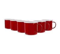 Argon Tableware Enamel Mugs - 375ml - Red - Set of 6 Metal Drinking Cups Coffee Teacup Mug Set Hot, Cold Drinks Cups for Home, Kitchen, Dining, Travel, Camping, Hiking & Outdoor Use