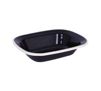 Argon Tableware 18 x 13.5cm Black Enamel Pie Dish with White Rim - Baking Tray, Oven Safe Metal Dish for Pies, Cobblers, Lasagne, Camping, Picnic, Rustic Kitchen Bakeware
