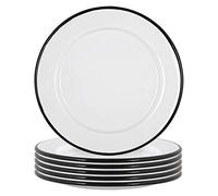 Argon Tableware Enamel Side Plates - 20cm - Pack of 6 - Black Dining Plates Lightweight Small Dinner Plates for Appetisers, Starters, Mains, Sides, Desserts