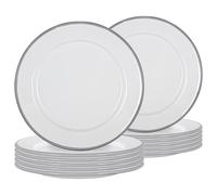 White Enamel Side Plates 20cm Pack of 12 Argon Tableware Grey One Size