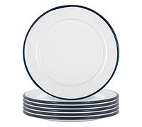 White Enamel Side Plates 20cm Pack of 6 Argon Tableware Navy One Size