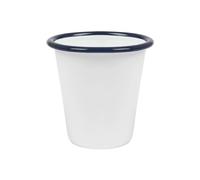 Argon Tableware 300ml Enamel Tumbler Cup with Blue Rim - White Enamel Reusable Stainless Steel Drinking Glasses Travel Cups for Camping, Travelling, Picnics