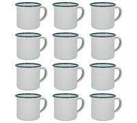 White Enamel Espresso Cups 130ml Pack of 12 Argon Tableware Green One Size
