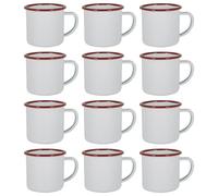 White Enamel Espresso Cups 130ml Pack of 12 Argon Tableware Red One Size