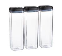Argon Table Food Storage Containers with Airtight Flip Lock Lids - 1900ml - Black - 3 Pack - Plastic Kitchen Storage Tupperware Pantry Food Organiser for Cereal, Oats, Sugar, Coffee, Biscuits, Tea