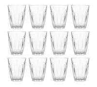 Argon Tableware Fluted Juice Glasses Set of 12-125ml Ribbed Small Tumblers - Fluted Glassware for Juice, Water, Spirits & Cocktails - Durable Soda Lime Glass