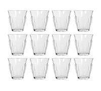 Argon Tableware Fluted Water Glasses Set of 12-210ml Ribbed Drinking Tumblers - Fluted Glassware for Water, Juice & Cocktails - Durable Soda Lime Glass