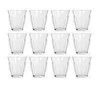 Argon Tableware Fluted Water Glasses Set of 12-210ml Ribbed Drinking Tumblers - Fluted Glassware for Water, Juice & Cocktails - Durable Soda Lime Glass