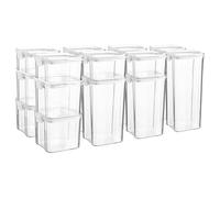 Argon Tableware Food Storage Container - White - Pack of 16 - (4 Sizes) - Clear Airtight Reusable Freezer Storage Meal Prep Container Lunch Tupperware Box with Clip-Lock Lid