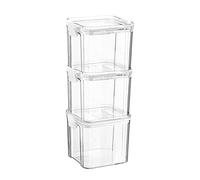Argon Tableware Food Storage Containers - 700ml - White - Pack of 3 - Clear Airtight Reusable Stackable Freezer Storage Meal Prep Container Lunch Tupperware Box with Clip-Lock Lid