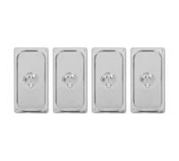Argon Tableware Gastronorm Container Lids 1/3 GN Steel - Pack of 4 | 1/3 GN Lids, Pack of 4, Stainless Steel, 0.7mm Thick, Dishwasher Safe, Corrosion Resistant, Catering & Buffet Use