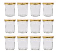 Argon Tableware Glass Jam Jars - 250ml - Pack of 12 in Gold Argon Tableware Gold