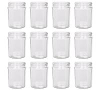 Argon Tableware Glass Jam Jars - 380ml - Pack of 12 - Empty Screw Top Kitchen Storage Jar for Food, Honey, Spice, Pickling, Preserving, Candle Making