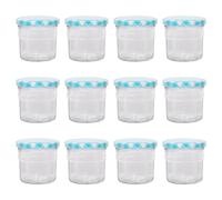 Argon Tableware Glass Jam Jars with Airtight Blue Gingham Lids - 130ml - Pack of 12 - Empty Screw Top Kitchen Storage Jar for Food, Honey, Spice, Pickling, Preserving, Candle Making